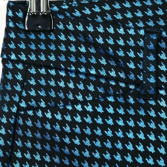 Old Navy Pixie Ankle Pants Black Blue Foil Houndstooth Stretch 4 - Picture 9 of 12